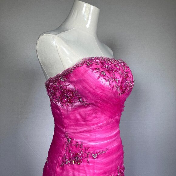 Joli Prom Embellished Party Dress Strapless Pink 6 - Picture 3 of 13